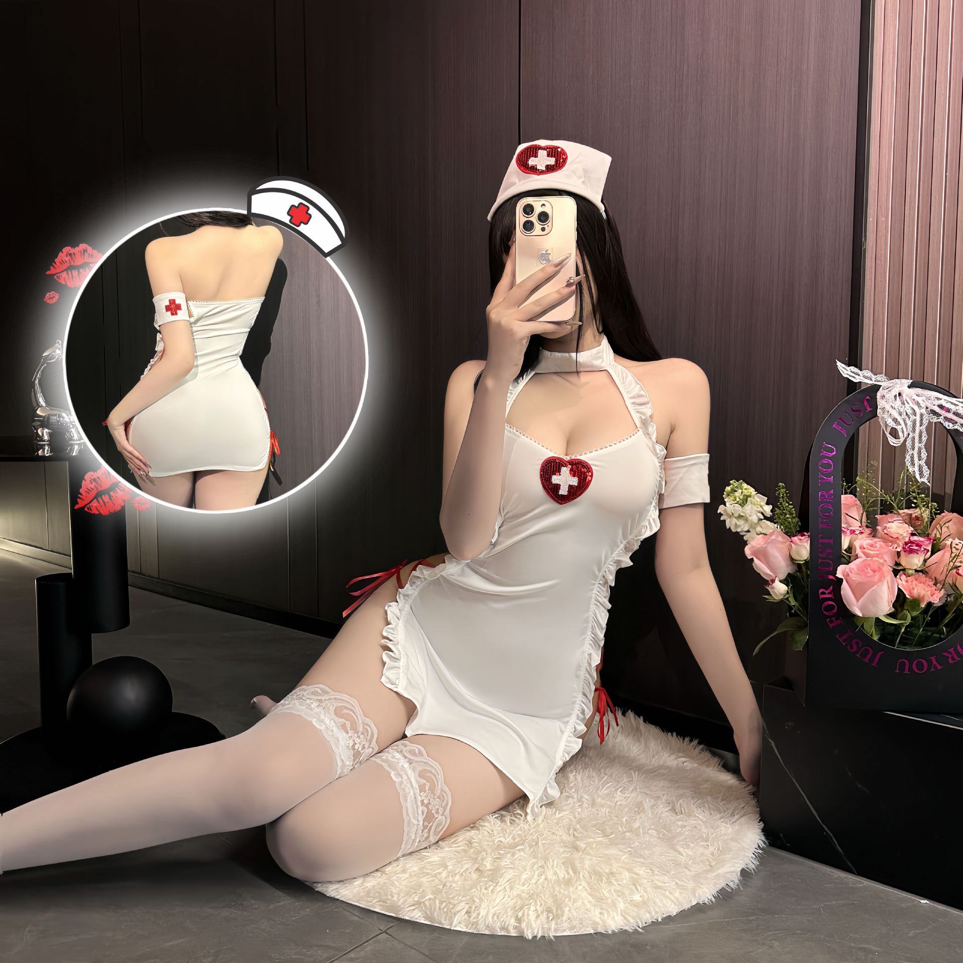 Hot Rabbit Hot Sexy Nurse Bed Stripper Underwear No Wires Breast Reduction Push up Bra 7627