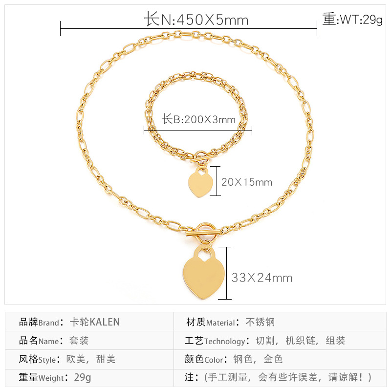 30g Weight PVD Coated Gold Plating Process 18K Real Gold Plated Plating Material Wedding, Travel Occasion 304 Stainless Steel Material Heart Pattern Women'S Gender Fashion Style Waterproof Non Tarnish Craft PVD Coated 18K Gold Plated Heart Titanium Steel Fashion Waterproof Non Tarnish 1