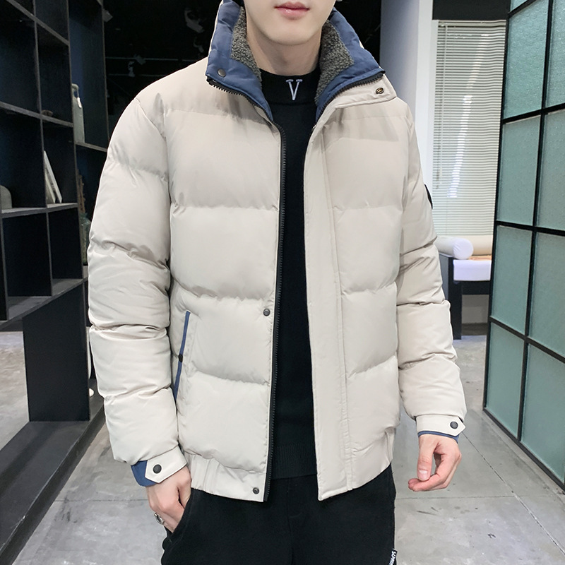 Abrigo de algodón acolchado abrigo de invierno de los hombres abrigo de algodón acolchado de los hombres abajo algodón de los hombres engrosada abrigo de algodón acolchado de los hombres de color sólido ropa transfronteriza venta al por mayor