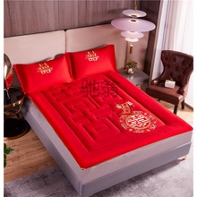 1yj大红色婚庆床褥床垫结婚褥子垫被家用1.8/2.0m床炕被新房喜庆