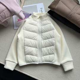 90白鸭绒男女童轻薄拼接奥利绒保暖内搭外穿内搭儿童短款立领外套