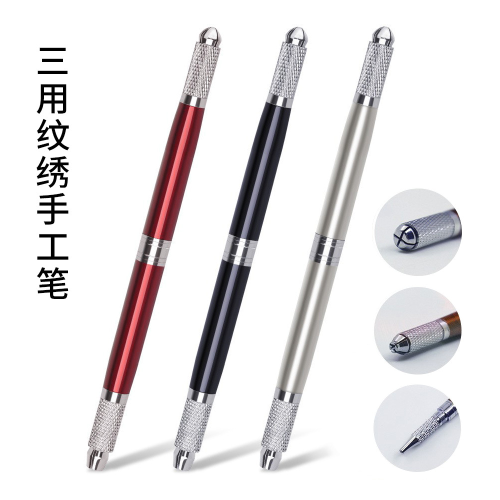 Three-in-one manual tattoo pen for eyebrow shading, eyebrow embroidery, and tattooing tools and supplies, eyebrow shading tool for foreign trade
