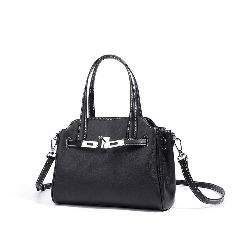 Genuine Leather Small Square Bag Retro Fashion Handbag For Women Trendy Simple Commuter Designer Niche Shoulder Crossbody Bag - Thumbnail 3