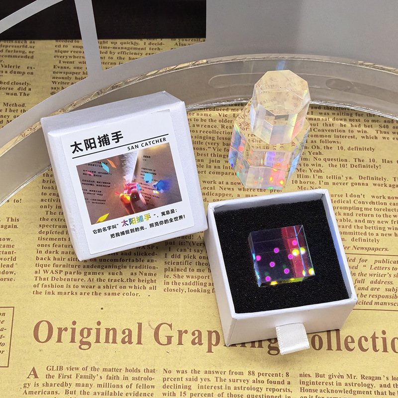 Sun Catcher Cristal Vidrio Cubo Transfronterizo Sun Catcher Colocado Prisma Sunshine Catcher Adornos