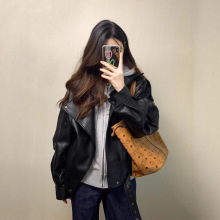 黑色韩版高级感拉链皮衣夹克女2025秋季新款气质简约机车PU外套潮