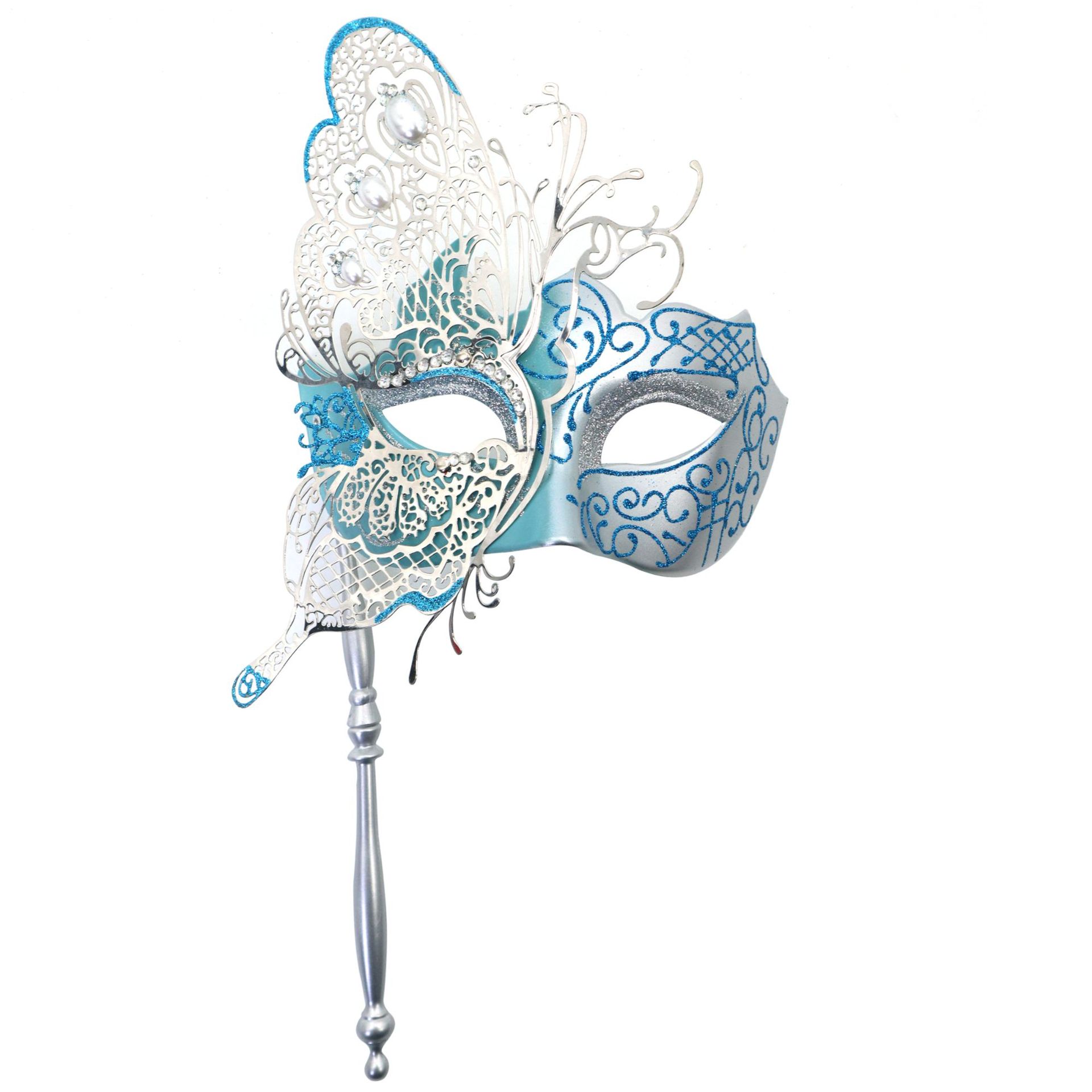 Ventas transfronterizas de diamantes de mano máscara de baile de maquillaje mariposa pintada de hierro forjado mitad cara máscara de carnaval sexy