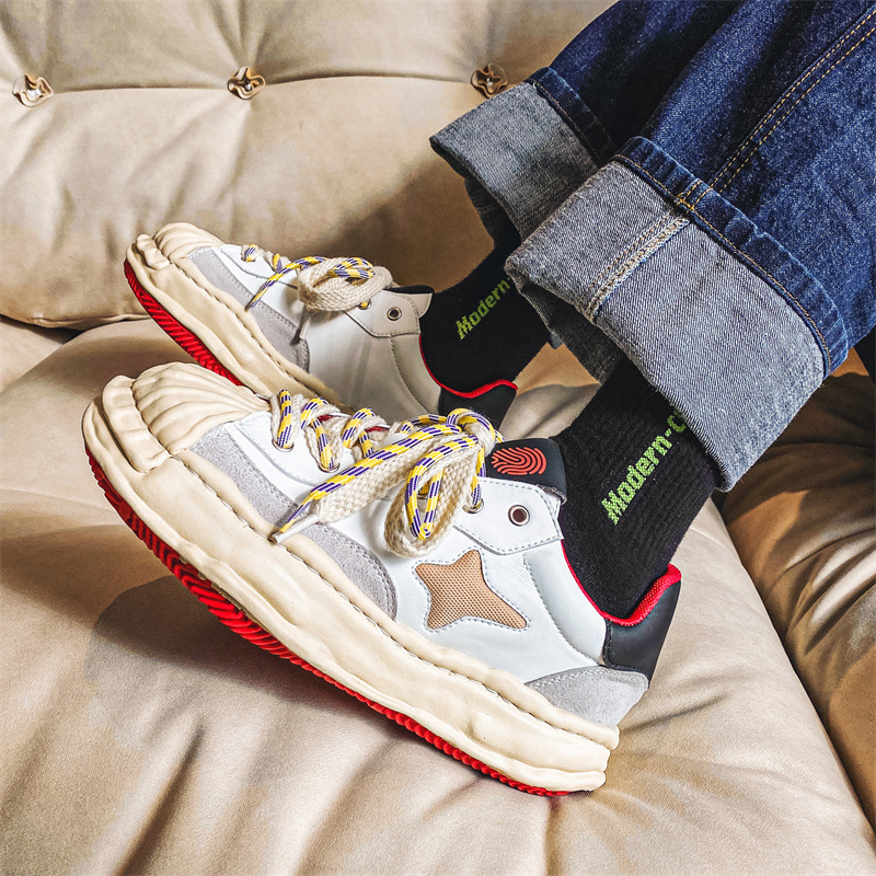 Nouveau design de niche : Sanyuan Kangyu Shell Head Dissolved Korean Thick Sole Sports et Casual Lace up Board Shoes pour hommes_voghion.com