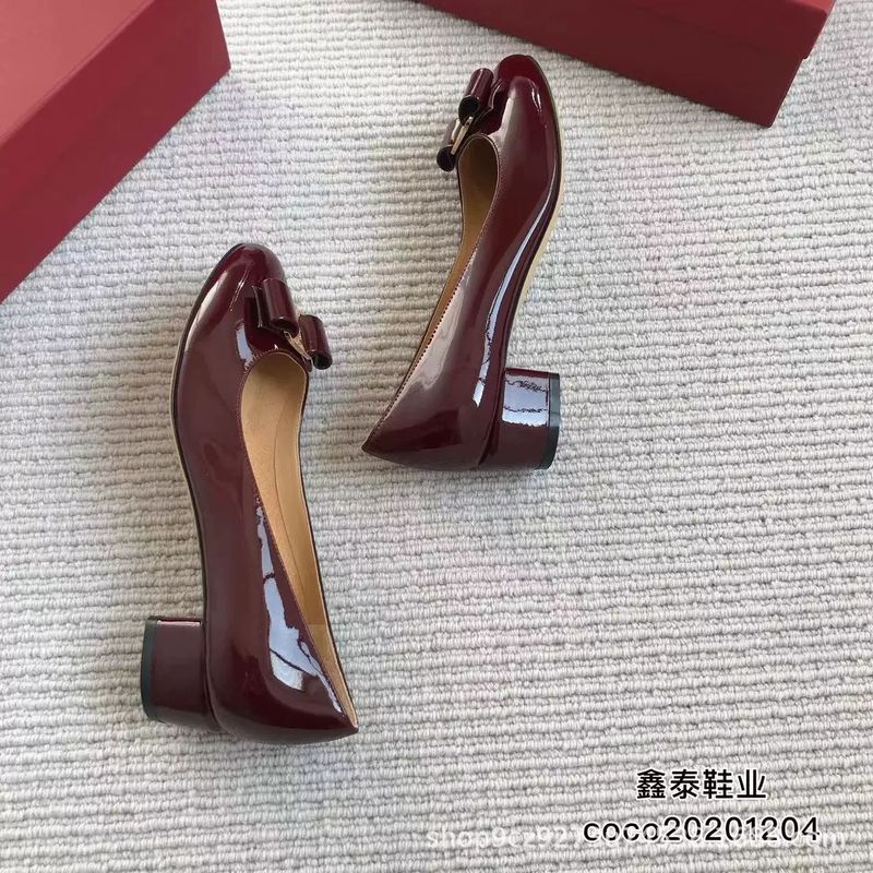 手作りの靴！新しい Feijia リボンシングルシューズパテントレザースクエアヒール SF 婦人靴通勤多用途赤い結婚式の靴女性|undefined