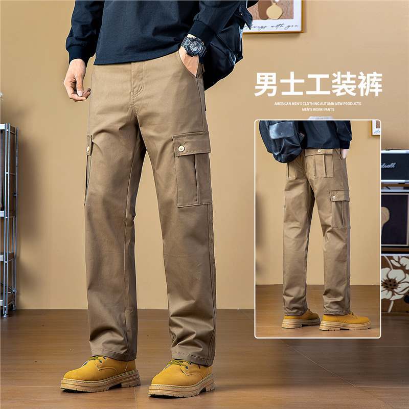 Multi-Pocket Men's Cargo Pants Autumn New Straight Loose American Casual Long Pants Versatile Slimming Men's Pants Elastic