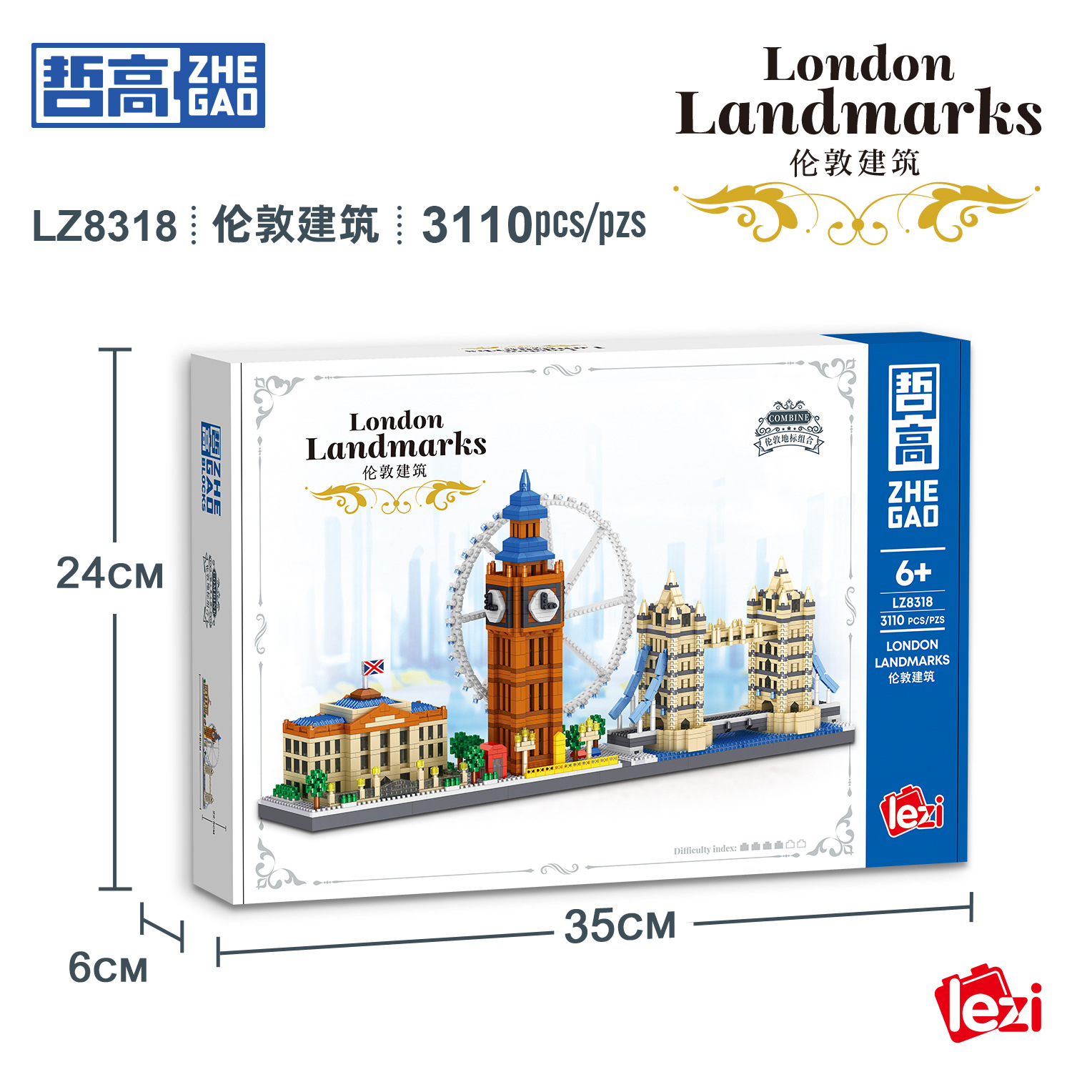 Lezi 8318 London Architecture Street View Modelo Bloques de construcción de micropartículas Ensamblaje de rompecabezas Juguetes para niños Regalos