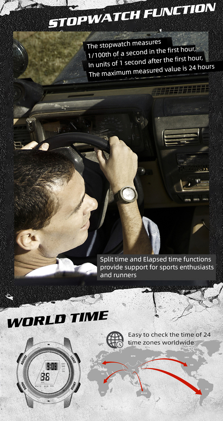Reloj inteligente unisex deporte aire libre impermeable digital_voghion.com