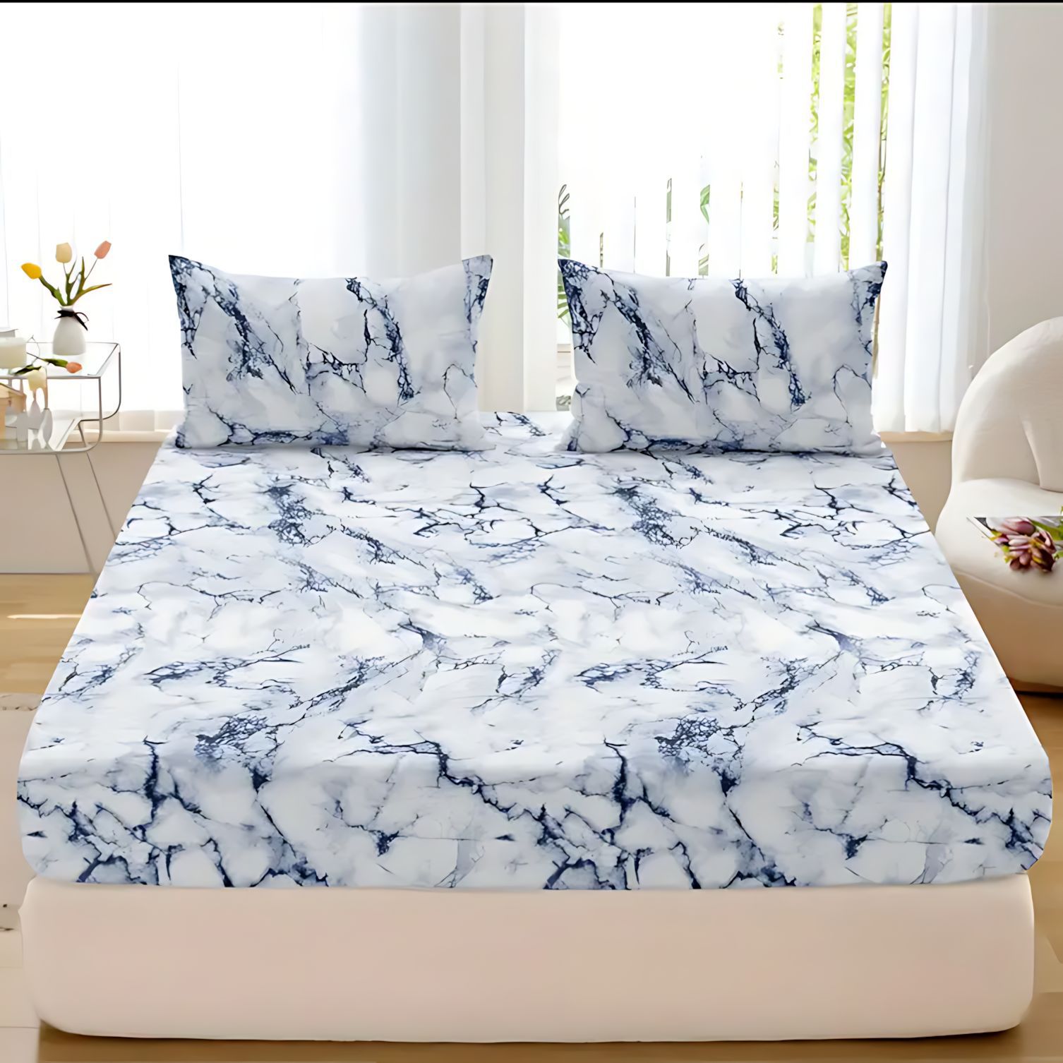 TEMU / JIT patrón de mármol 3D impresión digital transpirable cama Kasa Kit fuente fabricante puede hacer