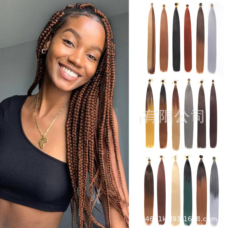 Chemical Fiber Long Straight Hair Bundle Straight Hair Bulk150G African Hair Braided Wig Factory Wholesale