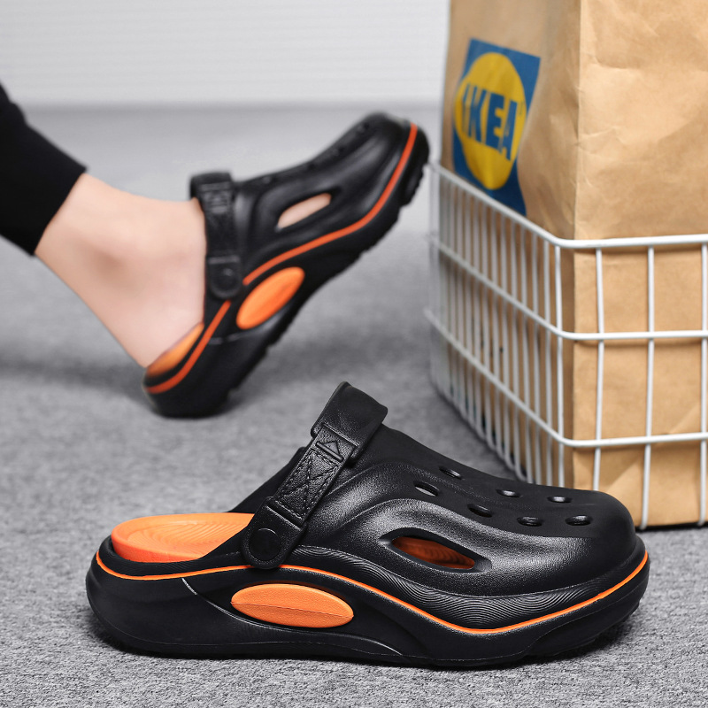 Zapatos con agujeros para hombres, ropa exterior de verano, zapatos casuales de suela blanda, zapatillas Baotou, deportes al aire libre, sandalias de playa de conducción