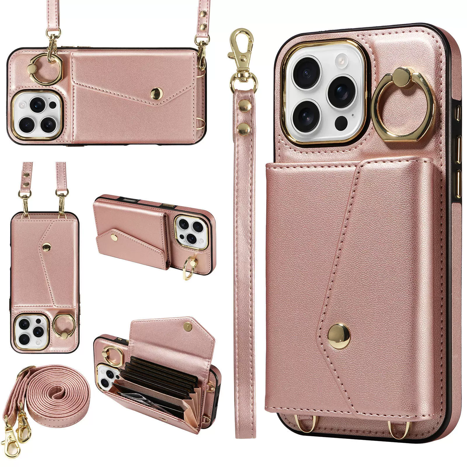 适用iPhone16 Pro风琴手机皮套苹果15斜跨手机壳iPhone14保护套