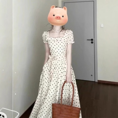 Gejia モールの同じスタイルの女性の 2025 夏フレンチレトロ水玉ドレス女性の夏の優しいスタイルのスカート