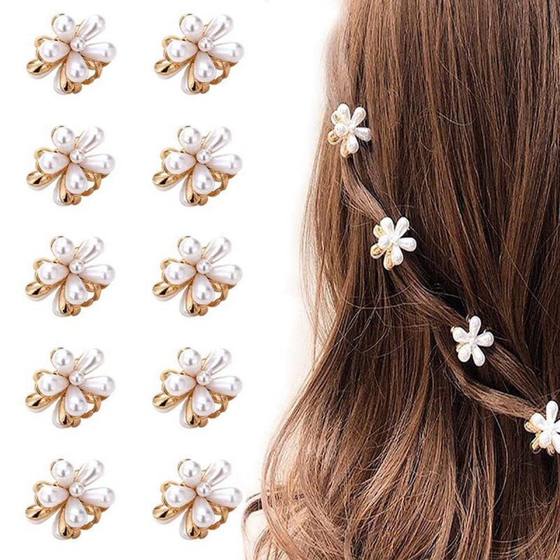Amazon retro pearl flower small grab clip braid decorative small hairpin sweet hair accessories bangs clip