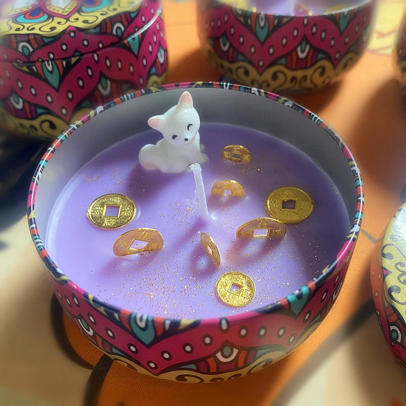 Little Fox Cane Candle Ice Flower Lovely Creativity Regalo Velas Rosa