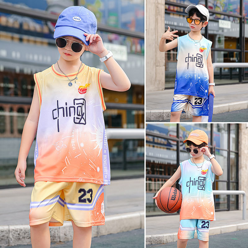 Children's Basketball Clothes suit Boys and Girls Summer Outdoor Casual Wear Training Jersey Vest Boys Sports Clothing