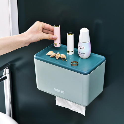 Bathroom tissue box tissue holder without punching household toilet storage rack wall-mounted paper roll holder paper box wholesale