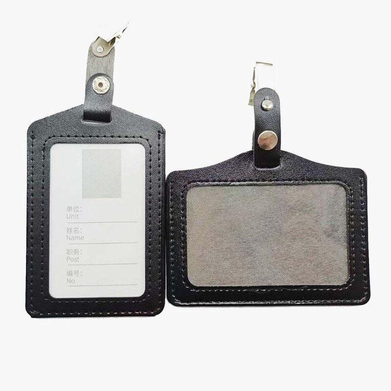 Horizontal and Vertical Imitation Leather Card Holder with Clip Lanyard Employee Card Badge Work Permit Id Card Holder Student Id Hospital Nurse