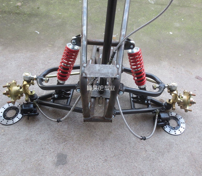 Two-wheel motorcycle converted to three-wheel vehicle accessories, self-made four-wheel electric go-kart front suspension, beach bike front axle kit