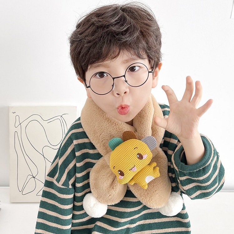 New Plush Scarf for Women Autumn/Winter Warmth, Fuzzy Children's Cross Neck Scarf Cute Baby Rabbit Hair Neck Gaiter for Boys