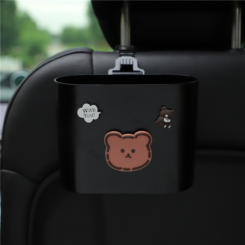 Car trash can cartoon chair back door hanging storage box multi-functional garbage storage bucket car interior supplies