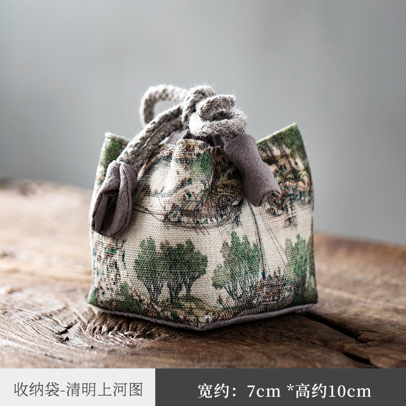 Bolsa de Almacenamiento para Taza de Té Individual de Algodón y Lino para Viaje image 7