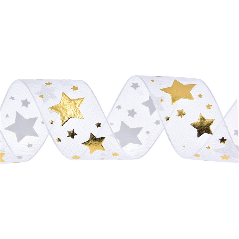 Transfronterizo pentagonal clara cinta blanca regalo de Navidad embalaje de pastel correa espuma correa de estampado 10 yardas