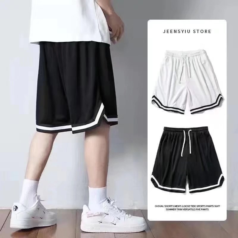 Verano 2022 pantalones cortos de seda de hielo sueltos delgados pantalones cortos de baloncesto para hombres TikTok estudiante pantalones casuales de moda