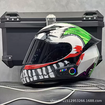 Motosiklet kaskı (dəbilqə) — Motorcycle Helmet, Full-Face Motorcycle - clown-with-black-mirror-new-bluetooth-s-head-circumference-52-53-weight-45kg-or-less