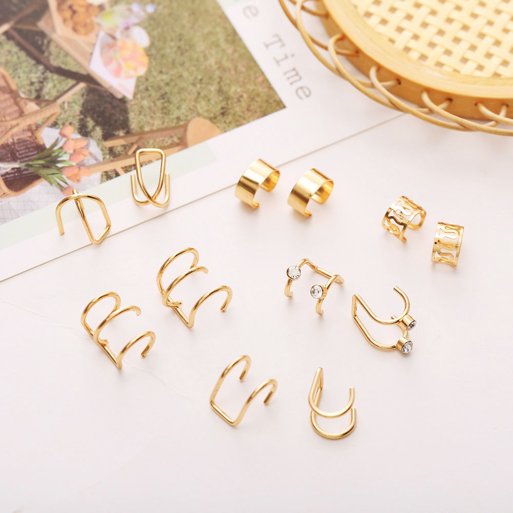 6g Weight Earrings Classification Housewarming, Anniversary, Business, Wedding, Travel, Birthday, Festival Occasion Alloy Material Women'S Gender Plating Design Exaggerated Style Simple Geometric Twisted Circle Ear Clip 12-piece Set Wholesale Nihaojewelry 5