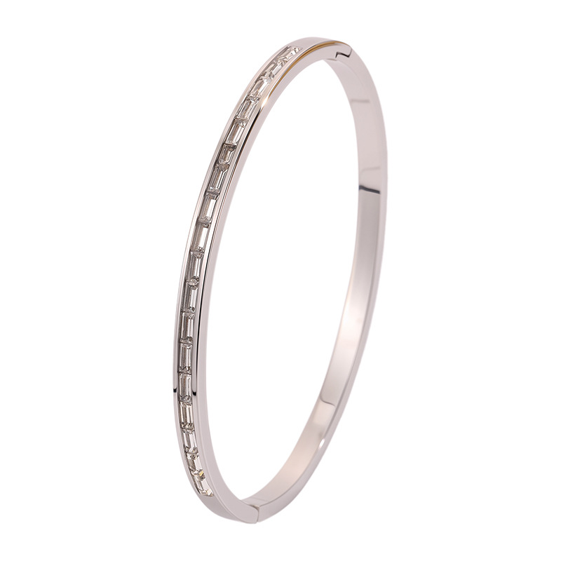 Pulsera de acero de titanio para mujer, sentido de alta gama, pulsera retro europea y americana que no se desvanece, oro de arena, apertura, circón, joyería de pulsera de acero inoxidable image 13