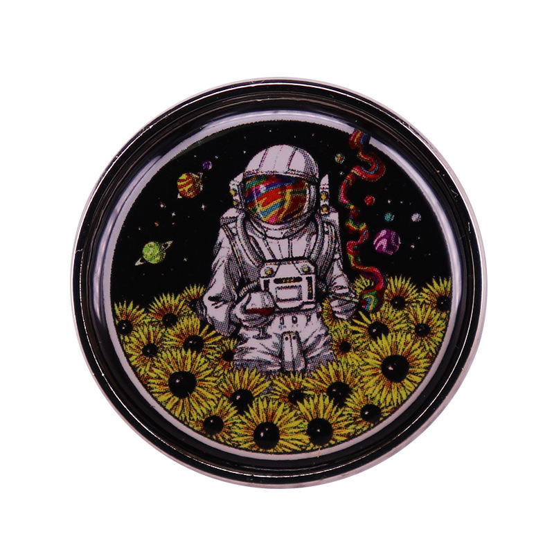 Drinking smoking astronaut brooch space sunflower badge hippie abstract graffiti pin Drinking smoking astronaut brooch space sunflower badge hippie abstract graffiti pin