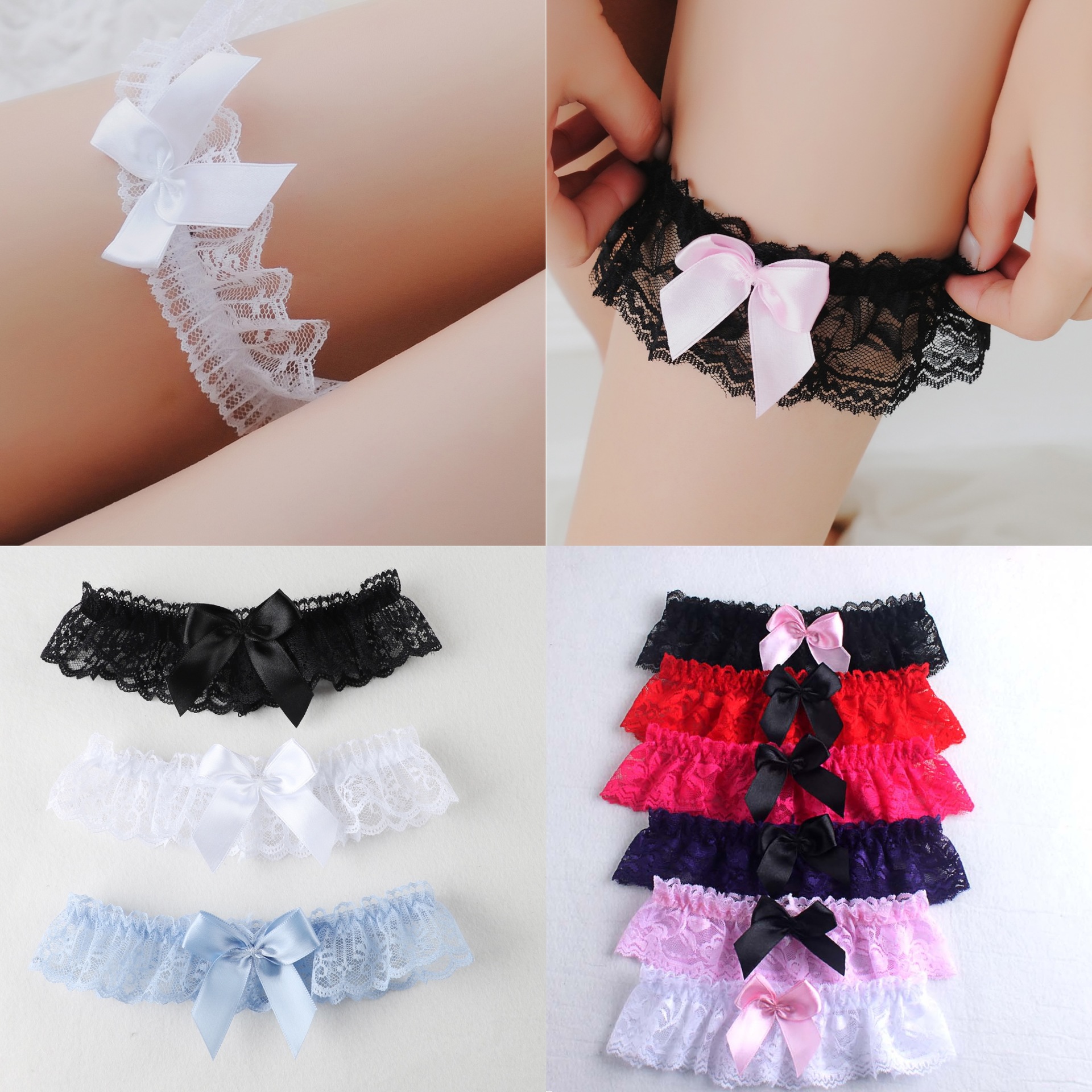 Cosplay Maid Accessories Lace Leg Garters Sexy Lingerie Accessories Bridal Wedding Thigh Garters Hand Cuffs