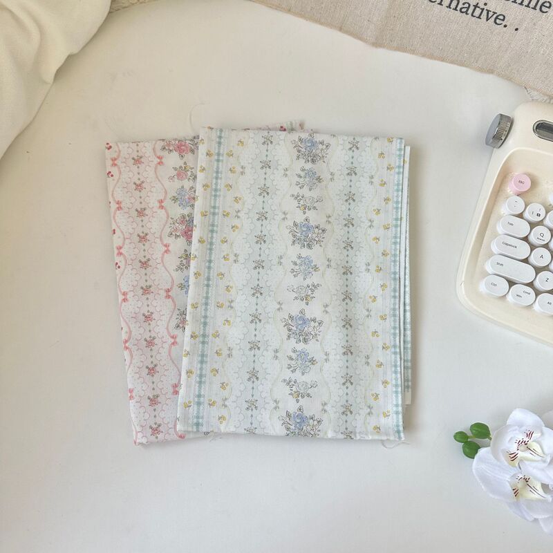 40 pure cotton small fresh elegant striped floral cloth children's clothing clothing dress home clothing fabric handmade DIY