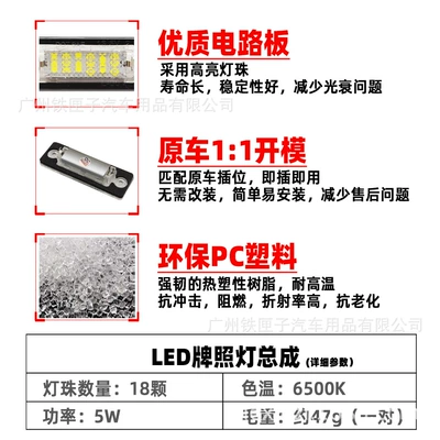 Suitable for Volkswagen LED License plate lamp