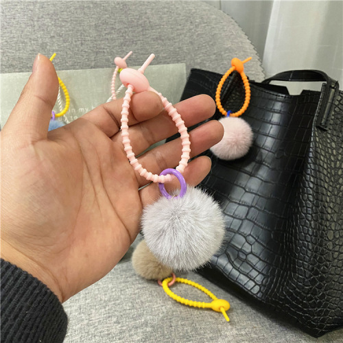 Creative Cute Plush Bag Charm Candy Color Girly Keychain Car Keychain Phone Case Accessory