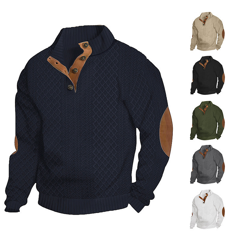 2025 European and American Cross-Border Autumn and Winter Men's Jacquard Knitted Sweatshirt Stand Collar Long-Sleeved Pullover European Size 5XL Outdoor Leisure 2025 European and American Cross-Border Autumn and Winter Men's Jacquard Knitted Sweatshirt Stand Collar Long-Sleeved Pullover European Size 5XL Outdoor Leisure