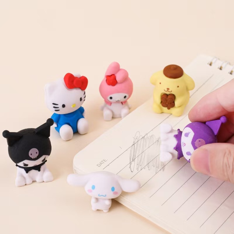 Caja ciega de lápiz de goma de dibujos animados de alto valor estéreo borradora de papelería borradora de lápiz regalo de vacaciones