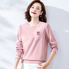 年春夏新款韩版休闲宽松圆领字母套头卫衣女百搭灰色长袖上衣