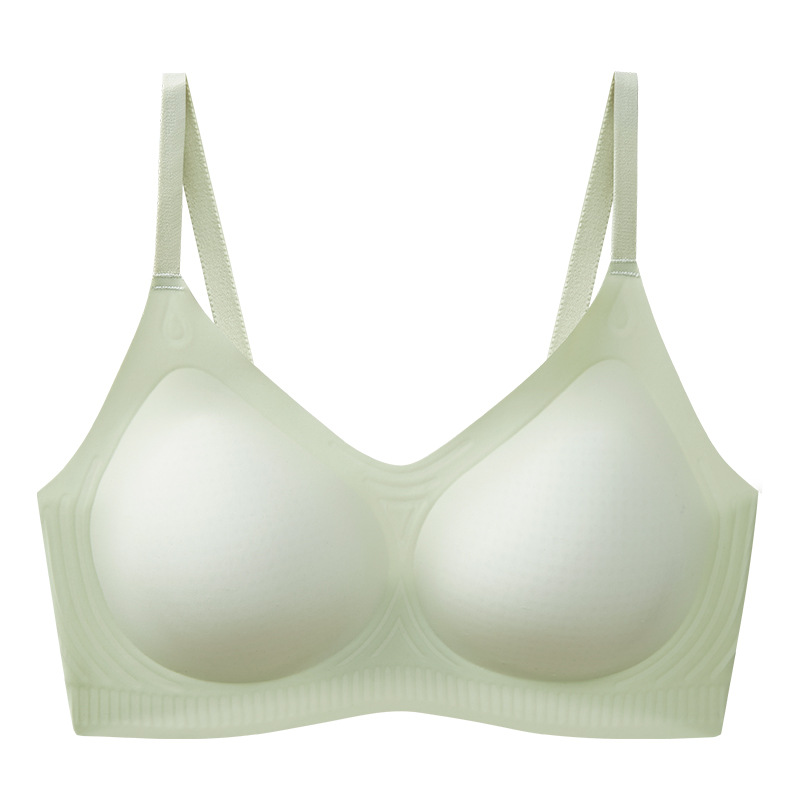 Ropa interior sin costuras de una pieza Four Seasons taza fija ultrafina tira de gelatina ropa interior pequeño pecho empuja hacia arriba el sujetador ropa exterior