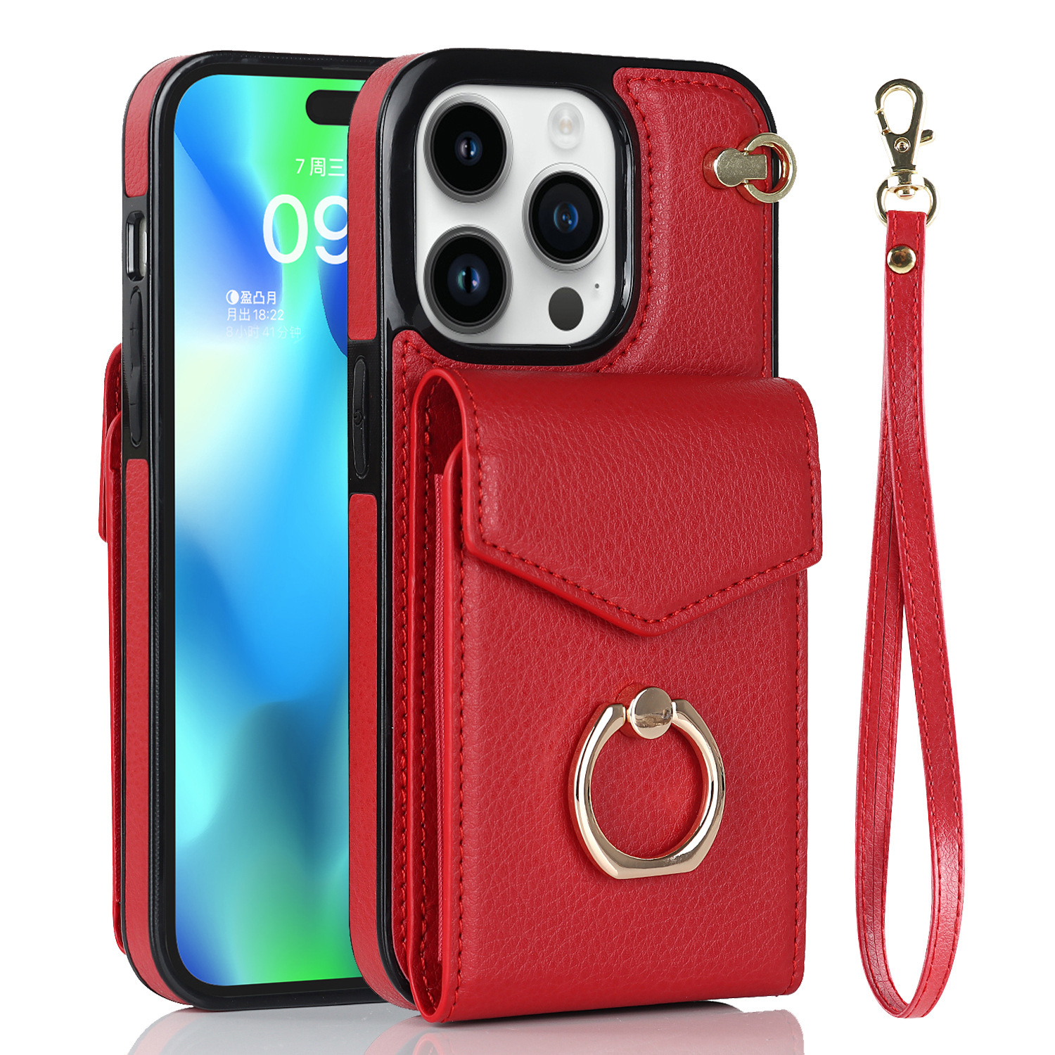 Leder Handyhülle Mit Ringhalter Und Kartenfach Für Das Iphone_voghion.com