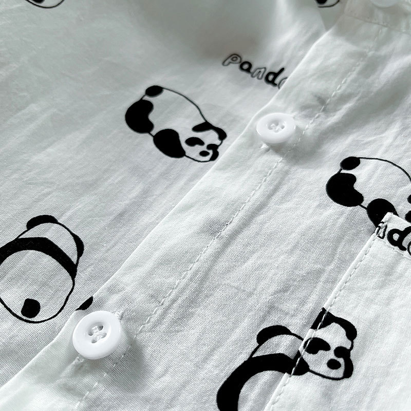 Camisa de dibujos animados para niños primavera y otoño nuevo estilo de algodón puro para niños ropa de otoño top de panda de dibujos animados camisa de manga larga para niños
