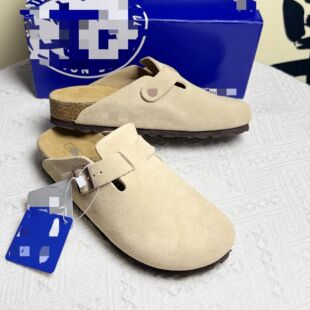 Bk Genuine Leather Summer Thick-Soled Slippers Sangpo Birkenstock Shoes Women's Cork Pure Original Birkenstock Half-Slip Inner Heightening Toe-Toe Slippers