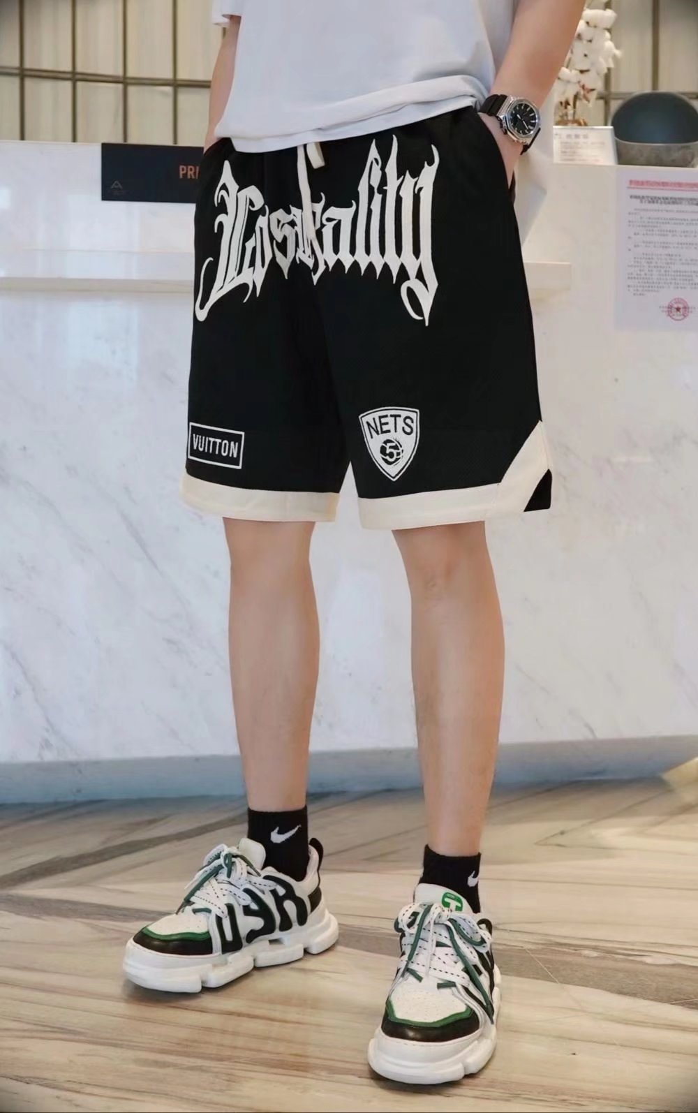 Pantalones cortos deportivos bordados sueltos casuales, pantalones de baloncesto, pantalones casuales para hombres, pantalones deportivos de baloncesto callejero, de secado rápido y transpirable