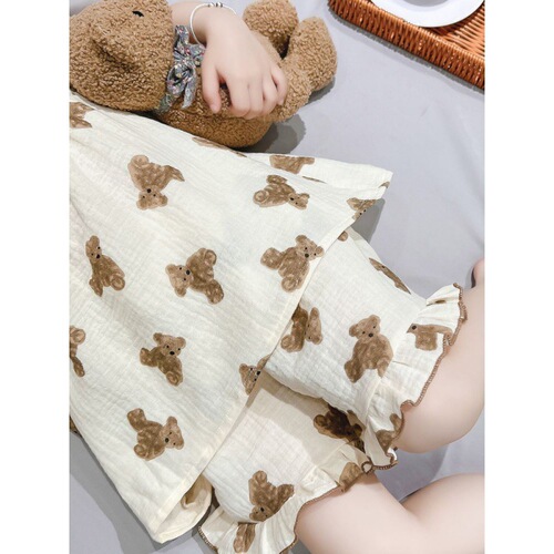 Pajamas for women, Zhongda children's summer thin vest and shorts set for children, little girl, baby can go out, home clothes