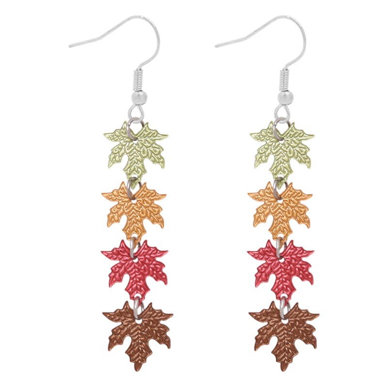 Cross-Border Hot Selling Thanksgiving Maple Leaf Earrings for Women Creative Fashion Cartoon Oil Dripping Pumpkin Turkey Sunflower Earrings