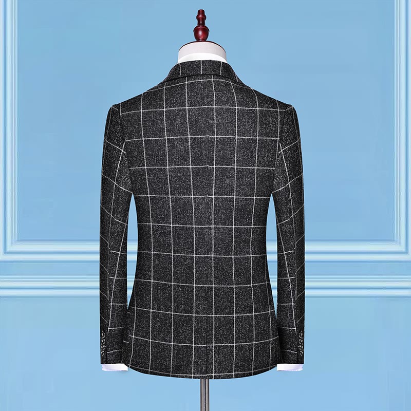 Gilet de costume trois pièces pour hommes, vêtements de travail décontractés à carreaux pour hommes, robe de mariée à un bouton_voghion.com